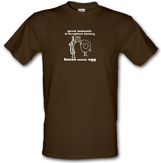 Great Moments In Breakfast History, Bacon Meets Egg t-shirts